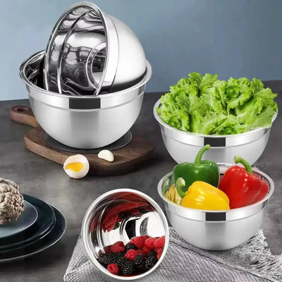 5-Piece Stainless Steel Nesting Mixing Bowl Set - Kitchen Essentials for Baking, Serving,Dishwasher Safe, and Easy to Store