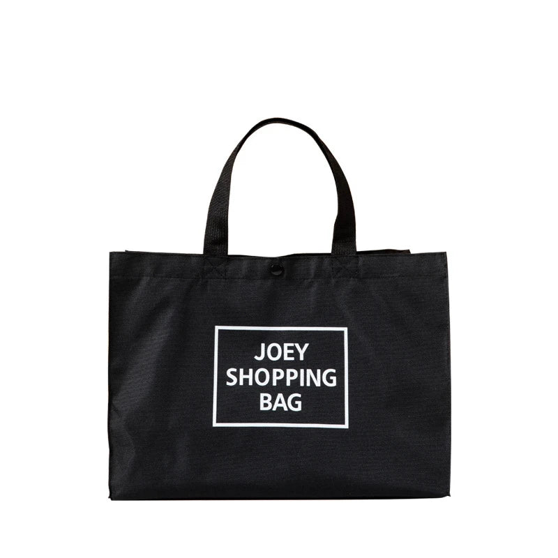 Black Foldable Supermarket Eco Shopper Bag Portable Grocery Storage Tote Large Capacity Waterproof Shoulder Shopping Handbags