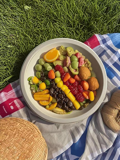 Compostable Paper Plates 9 Inch 150 Pack- 100% Biodegradable, Heavy Duty Eco-Friendly Disposable Dinner Plates for Camping，Parties, Weddings, BBQ (9" Natural Brown)