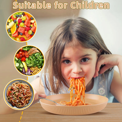 Wheat Straw Plates, 8 Pcs 9 Inch Lightweight Unbreakable Reusable Deep Dinner Plates for Microwave and Dishwasher Safe, Large Plates Set with 4 Colors for Kitchen and Outdoor Picnic