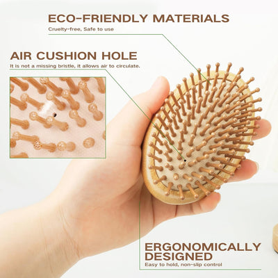 Natural Bamboo Hair Brush(No Handle), Massaging Scalp, Detangling Brush for Women, Men &Kids, Eco-Friendly Natural Wooden for All Hair Types