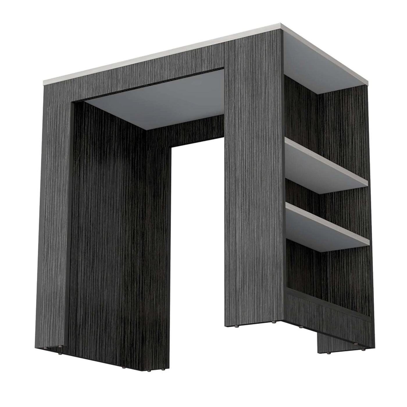 Harlan Kitchen Island, Counter Height Table Top with 3-Side Shelf