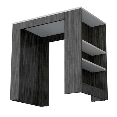 Harlan Kitchen Island, Counter Height Table Top with 3-Side Shelf