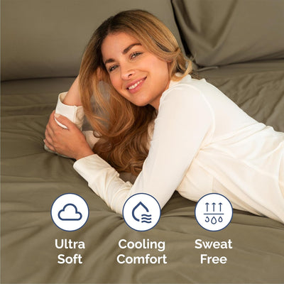 Queen Size 4 Piece Sheet Set - Comfy Breathable & Cooling Bed Sheets Set - Hotel Luxury Bedding for Women, Men, Kids & Teens - Deep Pockets, Easy Secure Fit, Soft and Wrinkle Free - Oeko-Tex - Khaki