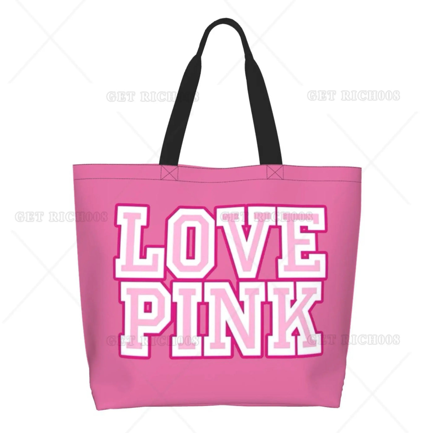 Pink Love Cartoon Women Shoulder Shopping Bag Eco Bag Large Tote Bag Fashion One Size Large Handbag Tote Bags Fashion
