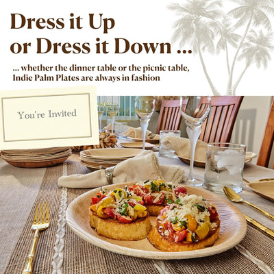 Disposable Palm Leaf Plates - 50 Pack - 10 Inch round - Compostable & Biodegradable - Heavy Duty, Eco-Friendly, Microwave Safe - like Bamboo Plates - Perfect for Events & Parties