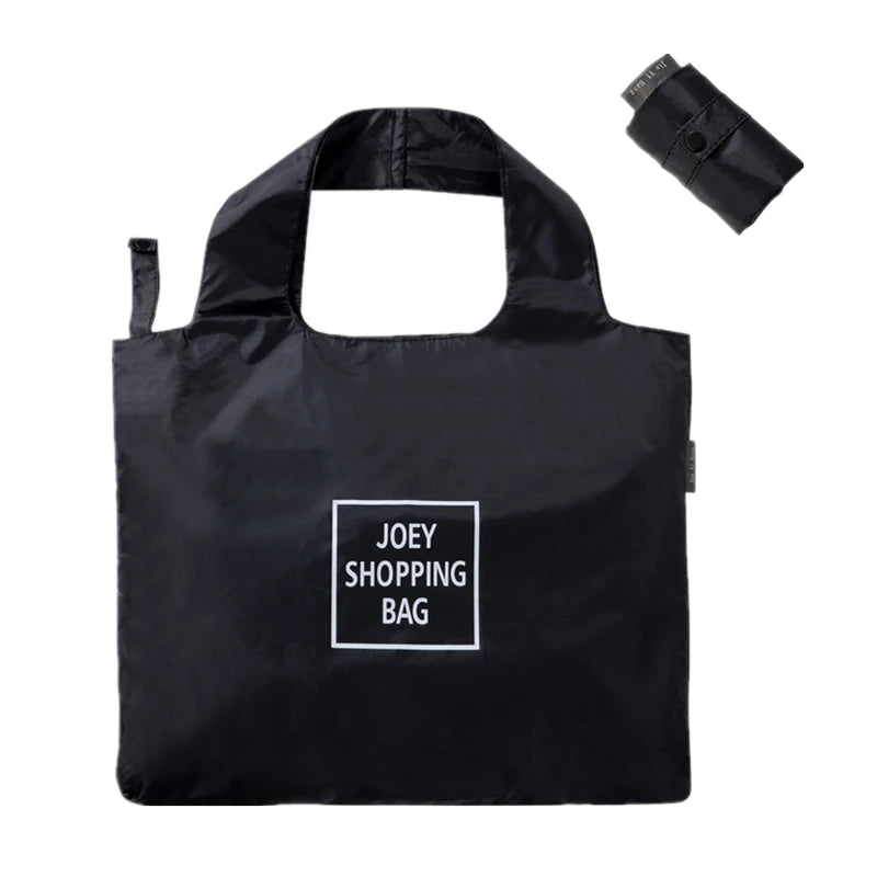 Black Foldable Supermarket Eco Shopper Bag Portable Grocery Storage Tote Large Capacity Waterproof Shoulder Shopping Handbags