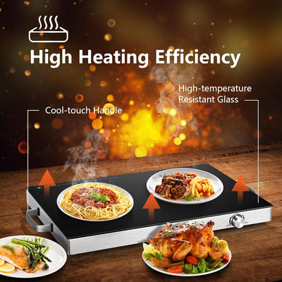 Elevate Your Gatherings with Our Electric Food Warmer – 2 Pack of 22''x15'' Buffet Warmers with Adjustable Temperature Control and Tempered Glass Surface for Perfectly Served Dishes