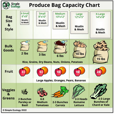 Reusable Eco Bags, Organic Cotton Mesh, Set of 6-Piece, Natural