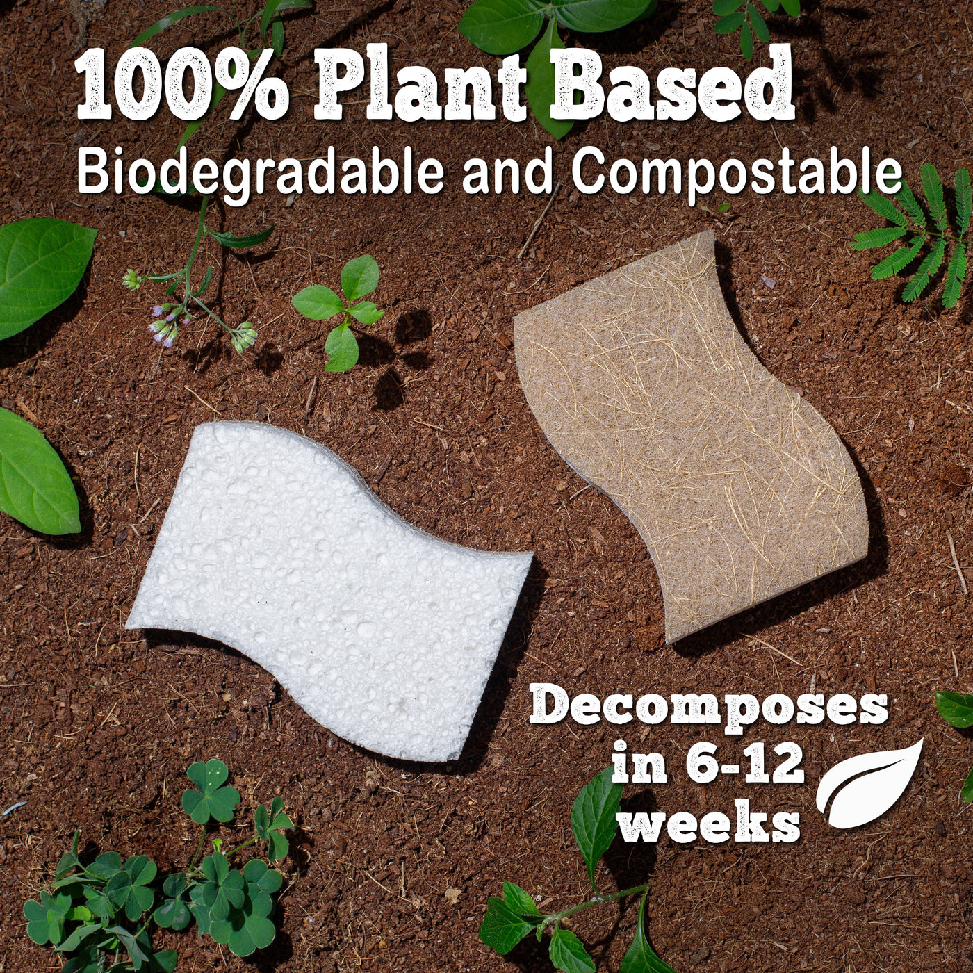 Natural Kitchen Scrub Sponges - Eco-Friendly Plant Based Coconut Sponge - 14 Pack