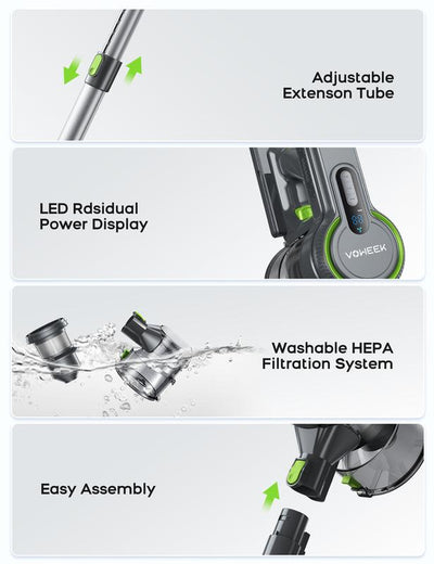 Voweek VC09 Stick Cordless Vacuum Cleaner with 240W & 3 Modes for Carpet, Floor, Home Cleaning